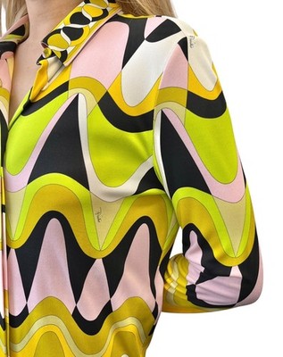 EMILIO PUCCI Vintage Logo Multicolor Shirt Pants Set #38 Button