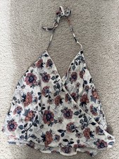 Abercrombie Fitch Floral Halterneck Cropped Top Boho Beach Summer Vacation