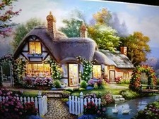 Large Stamped Cross Stitch English Cottage 11ct 70x40cm 40 Colors