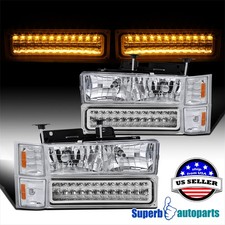 Fits 94-98 C10 Ck Tahoe Suburbansilverado Headlights Corner Led Bumper Lamps