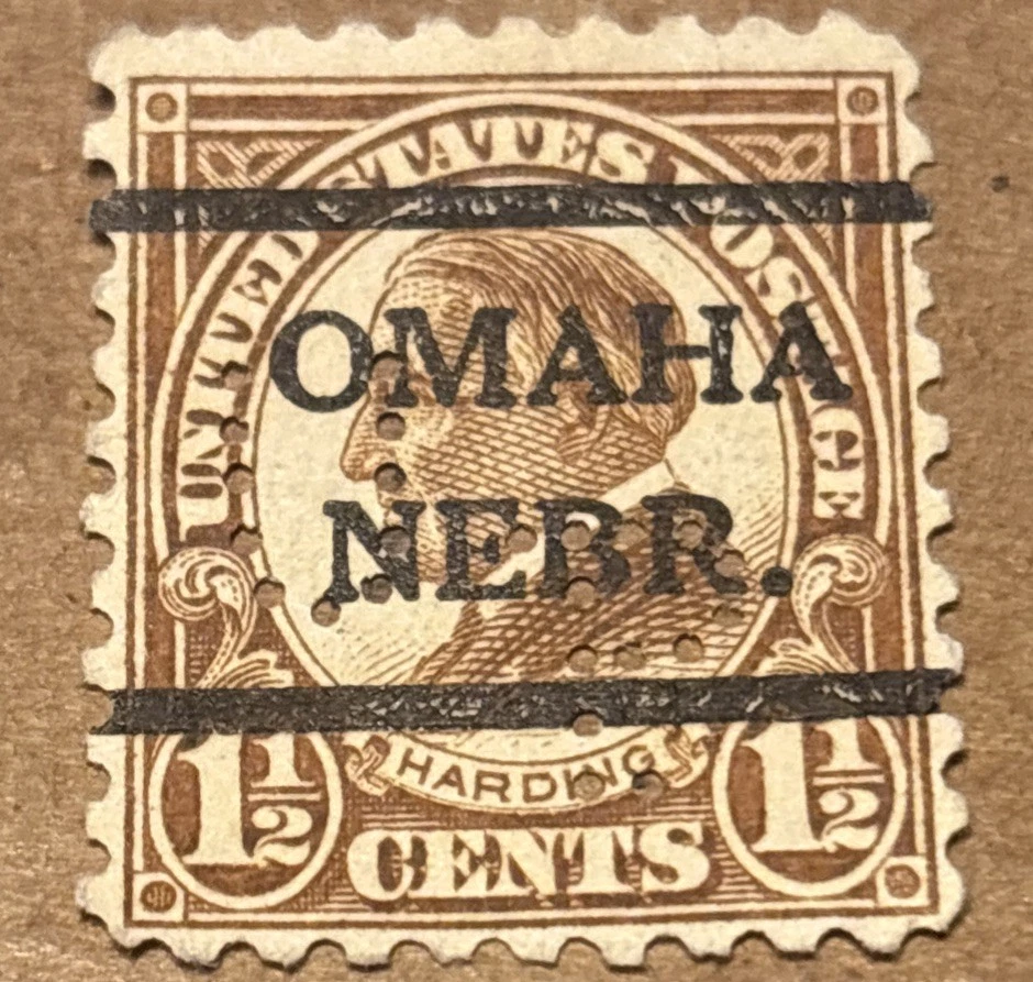 UNION PACIFIC RAILROAD UP PERFIN / PRECANCEL OMAHA NEBRASKA PB3 - Image 2 of 2