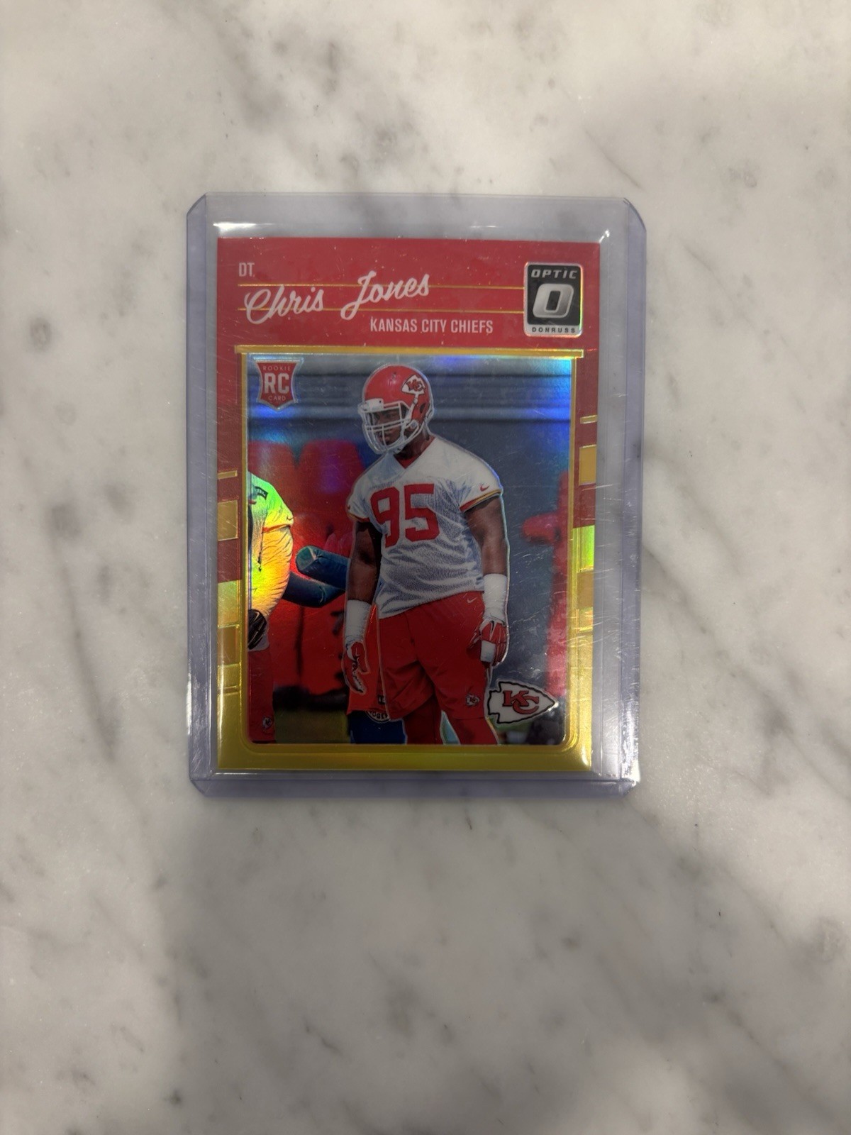 2016 Chris Jones Optic Red Yellow Holo Rookie RC Color Match Kansas City Chiefs
