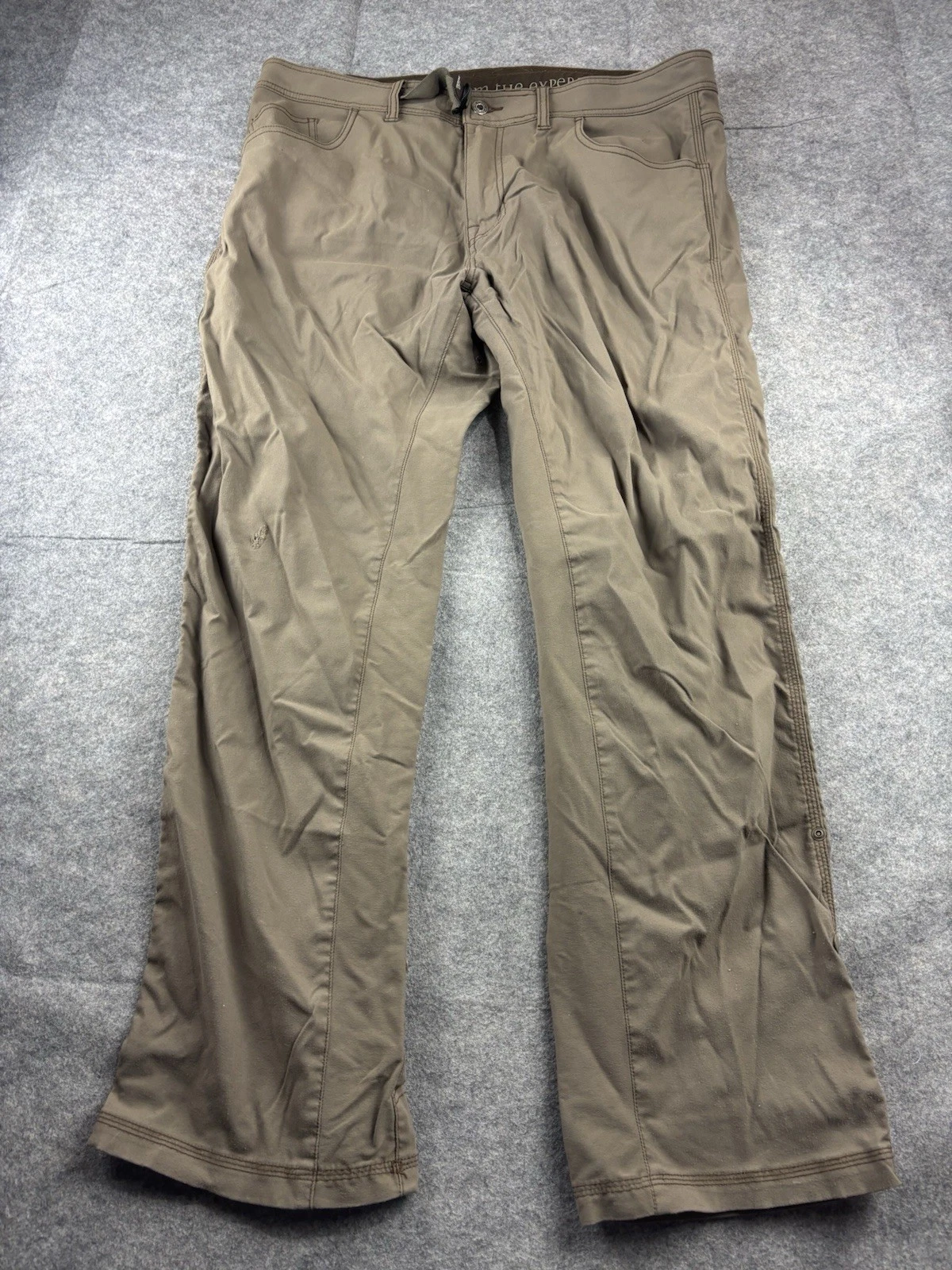Prana Mens 38x32” Straight Fit Brown Hiking Pants Stretch Granola Gorpcore SEE