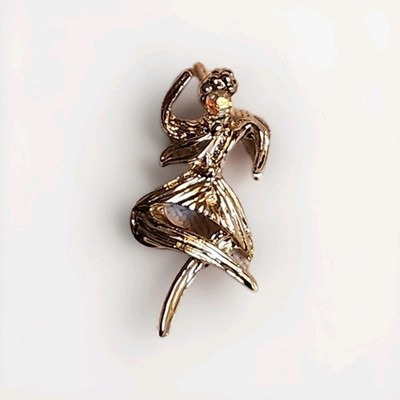 VTG 1.5'' Ballet Tango Dancer  Rhinestone Brooch Pin Retro Whimsy Jewelry 