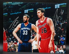 Pau Gasol and Marc Gasol Signed 11x14 Photo JSA