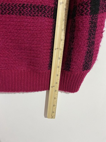Maglione Aria Vintage L Fucsia Rosa Mohair Plaid Lungo Boho Oversize Accogliente Elasticizzato - Foto 9 di 10