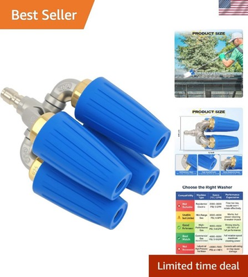 #ad 4 in 1 Turbo Nozzle for Pressure Washer 5000 PSI 360° Rotating Steel Brass $109.49