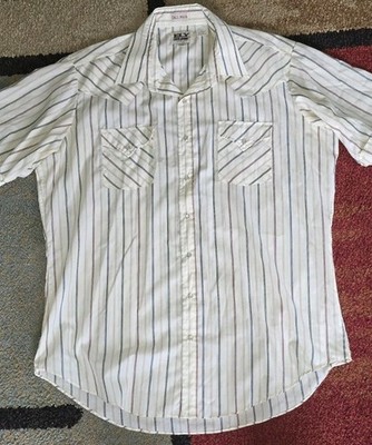 Ely Cattleman Pearl Snap Shirt Mens XL Tall XLT Western Short Sleeve