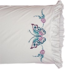 Fairway Vintage Pillow Cases 2pk for Stamped Embroidery BUTTERFLY Pillowcases