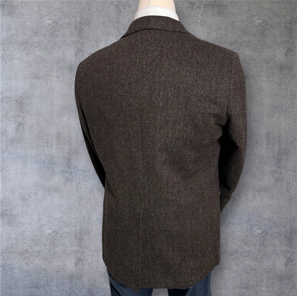 Blazer GANT Vintage Para Hombre 44R Marrón Lana Espiga Abrigo Deportivo Chaqueta EE. UU. Foto 4 de 4