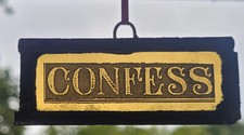 Stained Glass Confess church amber fragment leaded hanging piece