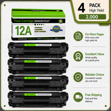 4 PACK 12A toner Cartridge for HP Q2612A Black LaserJet 1020 1022 1012 3050 3020