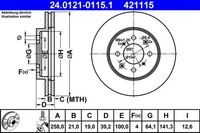 2X ATE Bremsscheibe 24.0121-0115.1 FüR Jazz Honda GM3 City GM2 2 5 4 3 GG1 DSI