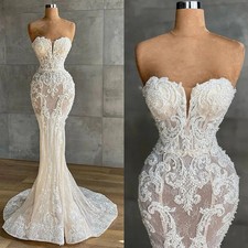 Mermaid Wedding Dresses Appliques Bridal Gowns Sleeveless Sweetheart Sweep Train