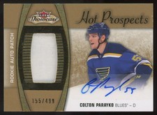 2015-16 Fleer Showcase Hot Prospects Patch Colton Parayko RC Auto 155/499 #142
