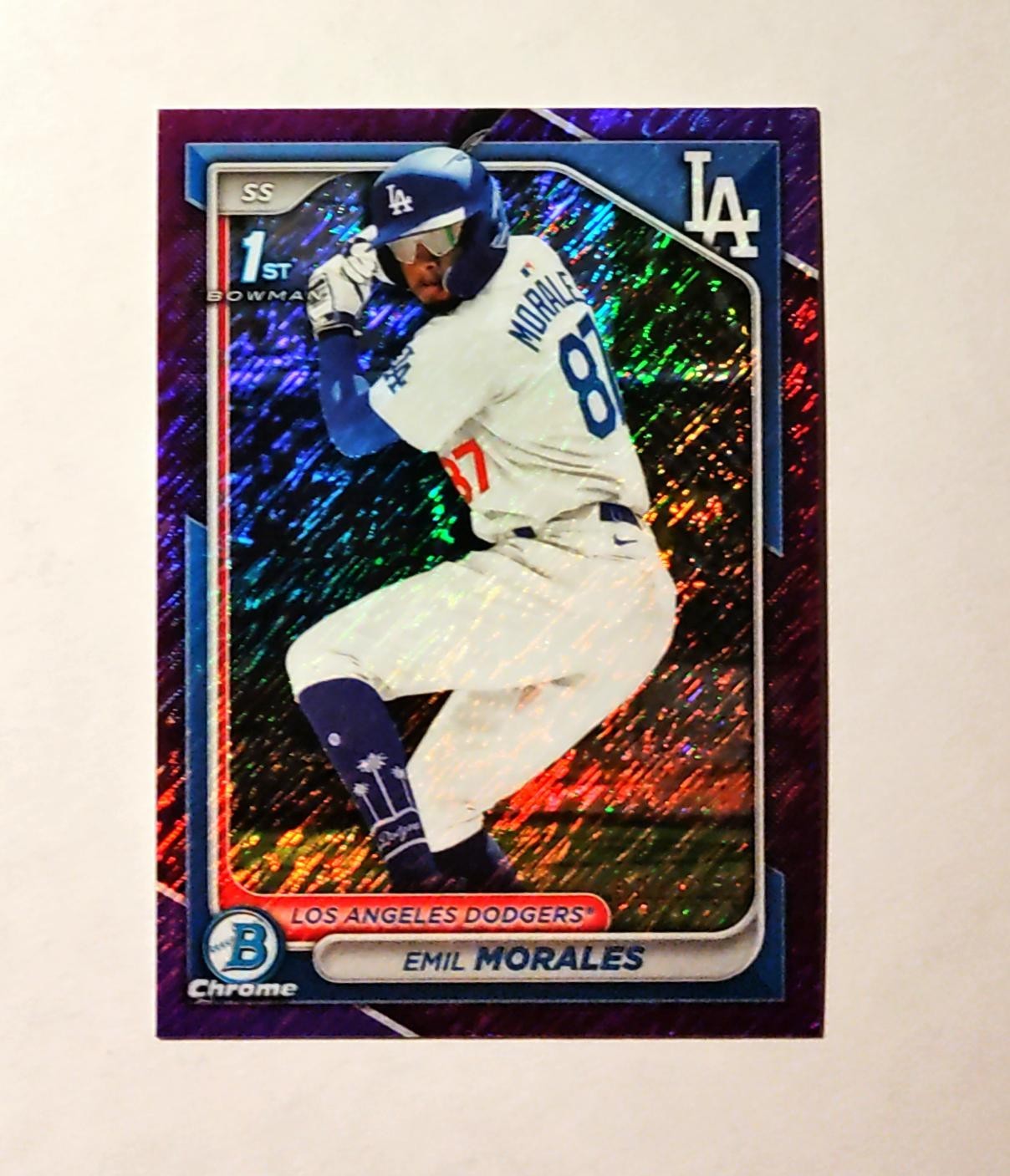 Emil Morales 2024 1st Bowman Chrome #BCP-221 PURPLE Shimmer REFRACTOR 094/250 J6