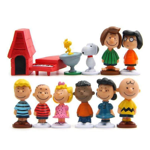 12pcs Japan Anime Peanuts Snoopy Charlie Sally Woodstock Mini Figure Model Toys#