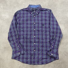 Chaps Shirt Mens Large Plaid Checkered Long Sleeve Button Down Purple