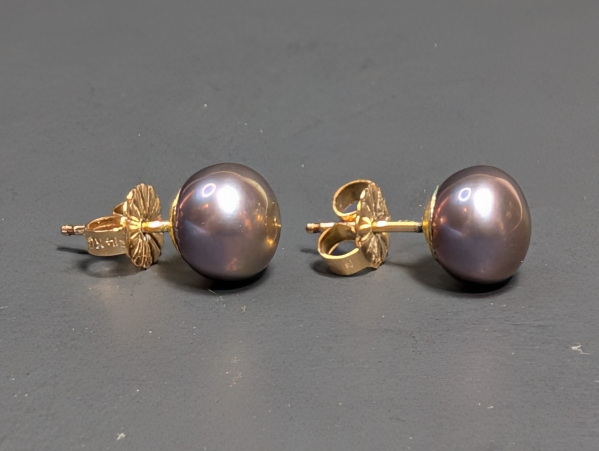 14k Gold Filled Pearl Stud Earrings View 2