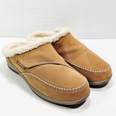 Orthofeet Womens 8.0 W Charlotte Slippers Carmel Brown Suede Orthotic Adjustable