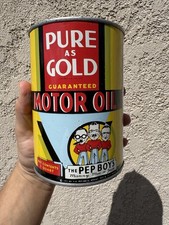Pep Boys Pure As Gold Motor Oil Quart Can RARE NOS FULL Motor Oil Quart Can RARE