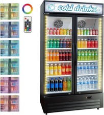 2 Glass Door Commercial Beverage Refrigerator Display Refrigerator w/ LED Lights