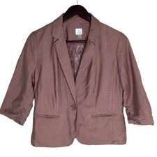 LC Lauren Conrad Women Pink Notched Lapel 3/4 Sleeves Padded Blazer Size 6