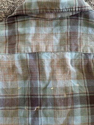 Vintage 60s Sears Milliken Rayon Plaid check Shirts Size S