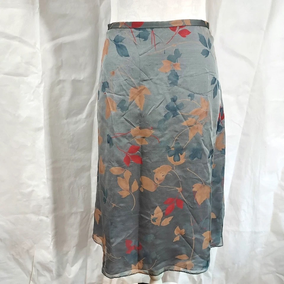 Oscar De La Renta Silk Skirt Womens Size 12 Flowy Floral A Line Knee Length NEW - Image 2 of 4