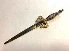 Vintage 9" Sword Letter Opener Made in Spain Ornate Golden