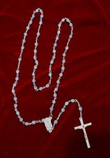 Catholic Rosary with blue plastic beads 18 inches great for kids