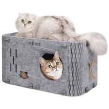 Cat House for Indoor Cats, Cozy Cat Bed Cave, Scratch Resistant Peekaboo Cat ...