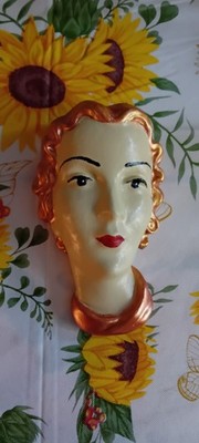 Art Deco Stil Damengesicht/Plakette/Maske Wandbehang,