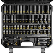 1/2" Drive Impact Socket Set, 65-Piece Standard SAE (3/8" to 1-1/4") & Metric...
