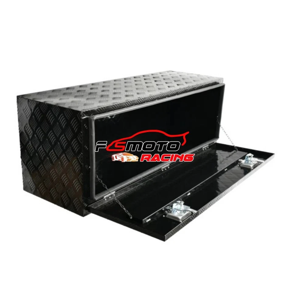 48" x 17" x 18" Black Aluminum Underbody Truck Tool Box Trailer Pickup Storage - Image 2 of 4