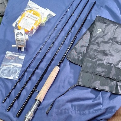 Fly Fishing 9' 4-Piece Carbon Fiber Rod 5/6 Weight Rod Reel Combo  Line Backing