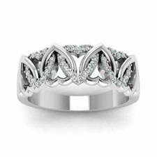 2ct Round Cut Lab-Created Moissanite Interweaved Heart Wedding Band Gold Plated