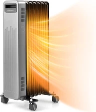Oil Filled Radiator Heater 1500W, Portable Electric Oil Heater W/Universal Wheel