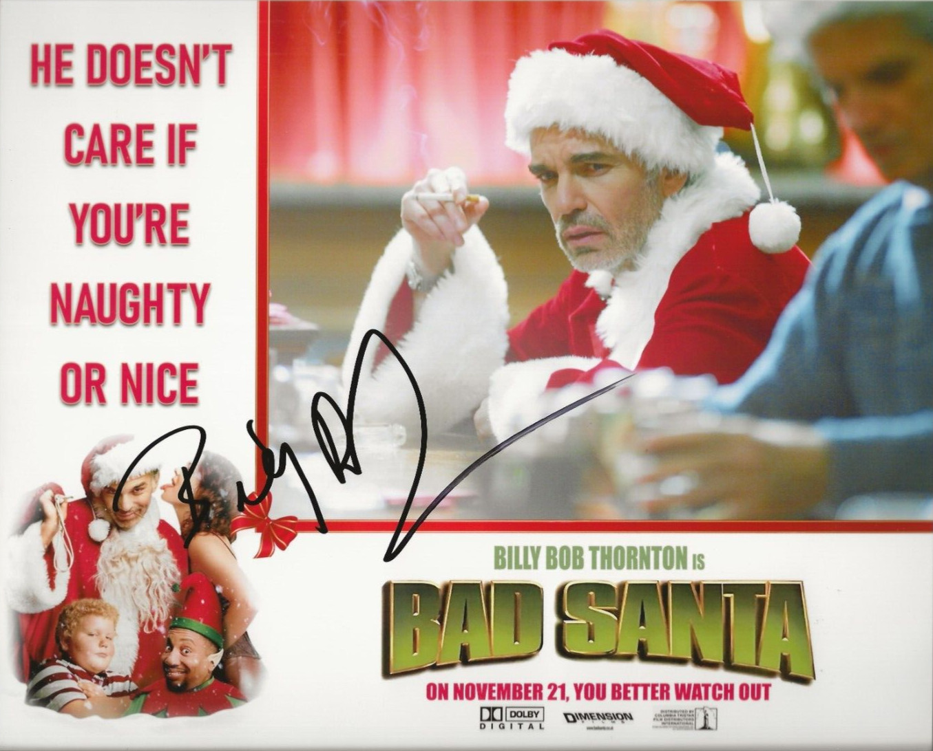 Billy Bob Thornton REAL hand SIGNED Photo COA Autographed Bad Santa