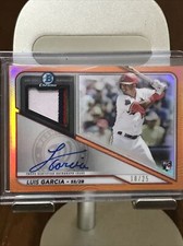 /25 SP LUIS GARCIA 2021 BOWMAN CHROME RC ORANGE REFRACTOR AUTO 3 COLOR PATCH
