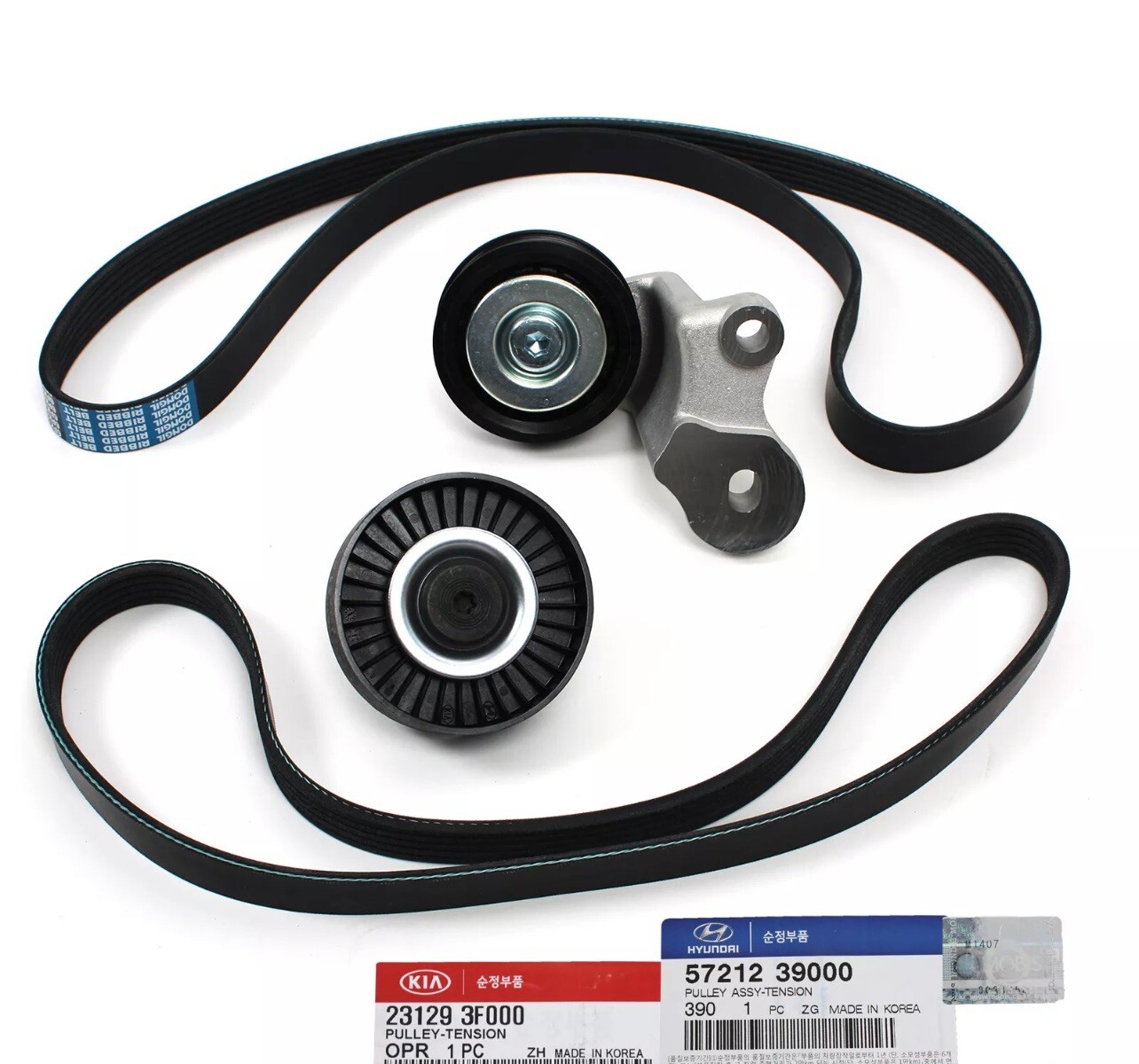 V-Belt & Tensioner Pulley Kit Fits 2003-06 Hyundai Santa Fe Kia Amanti 3.5L