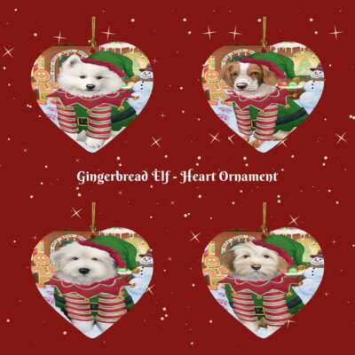Gingerbread Elf Dog Cat Pet Photo Lovers Heart Christmas Tree Ornament Decor