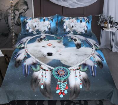 3D Wolf Couple ZHUA1781 Bed Pillowcases Quilt Duvet Cover Set Queen King Zoe