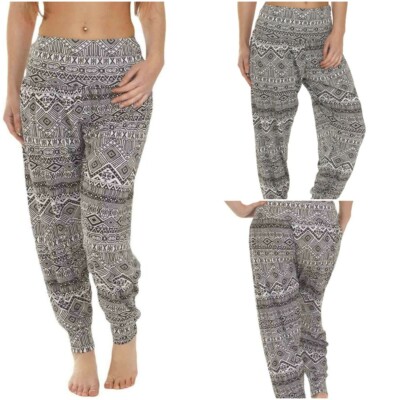 Women's Ali Baba Plain  Animal Aztec Tie Dye Print Hareem Trousers Pants