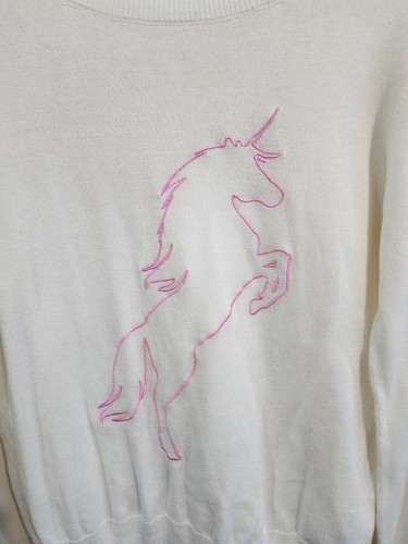JAY JAYS Women White Pink Horse Silhouette Lightweight Knit Pullover Top Size S - Picture 3 of 8