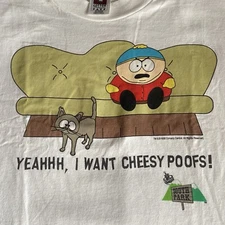 SOUTH PARK I Want Cheesy Poofs T-Shirt 1998. XL Comedy Central VTG New w/o Tags
