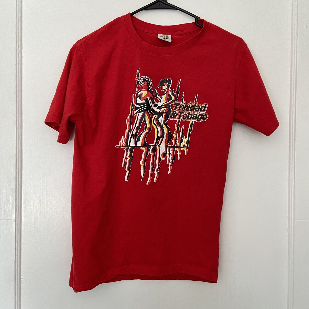 Vintage 90s Trinidad & Tobago Native Art Print T Shirt XS Indian
