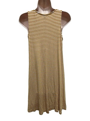 Old Navy Womens Small Gold White Stripe Sleeveless Summer Dress