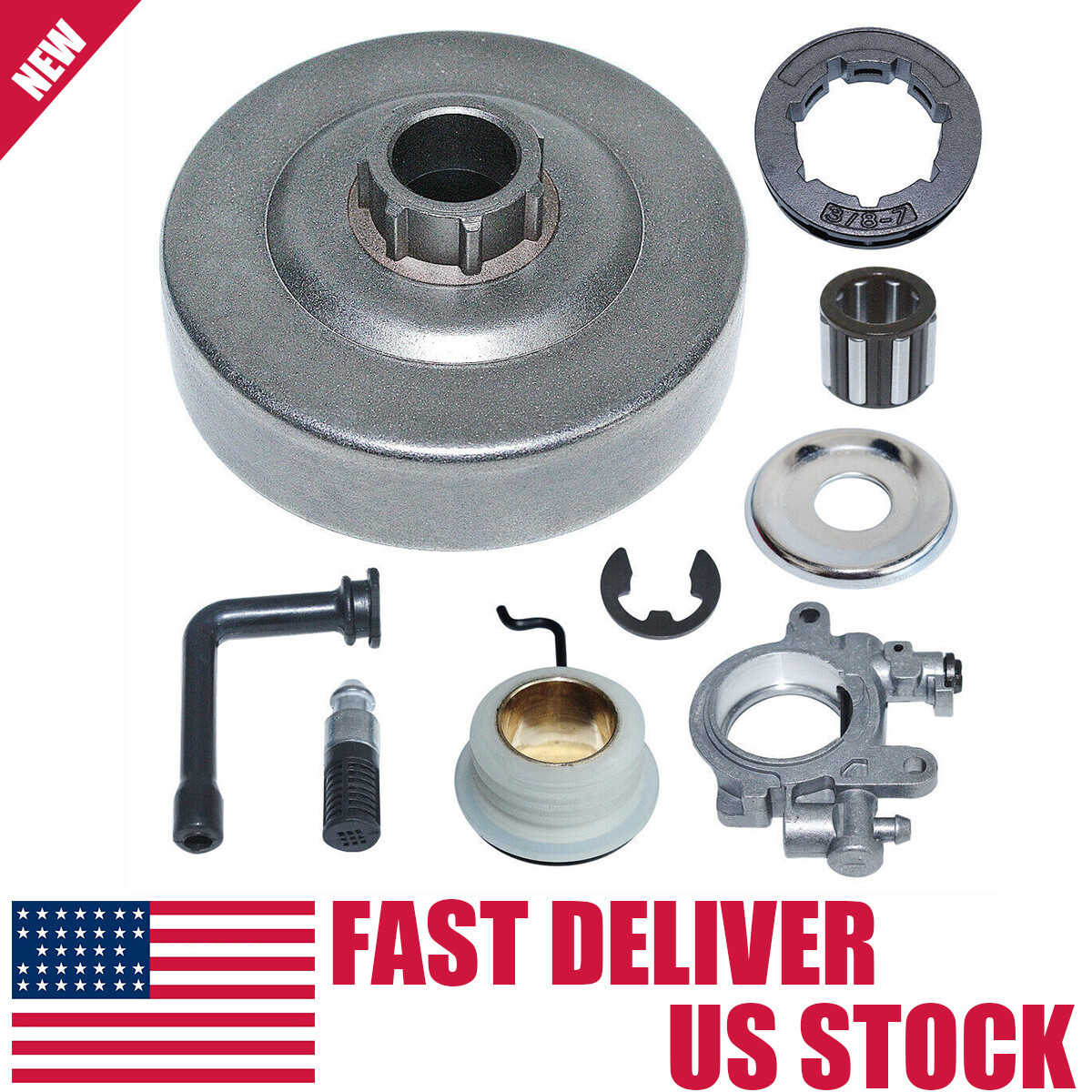 3/8"7T Clutch Drum Sprocket Rim Oil Pump For Stihl MS290 029 MS390 039