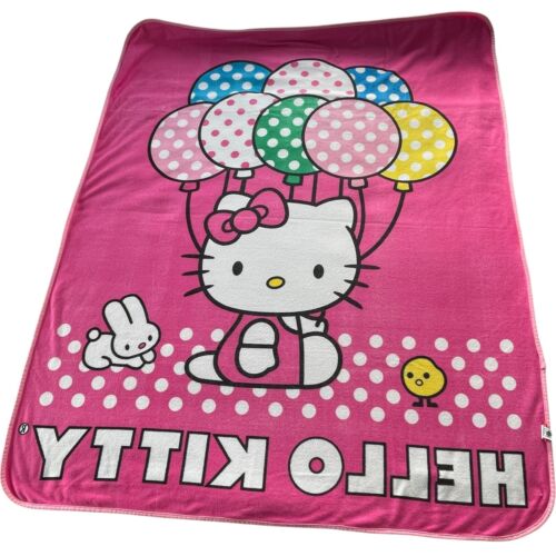 Sanrio Hello Kitty Beach Bath Towel 49”x 60” Kitty With Balloons Polyester - Picture 2 of 11